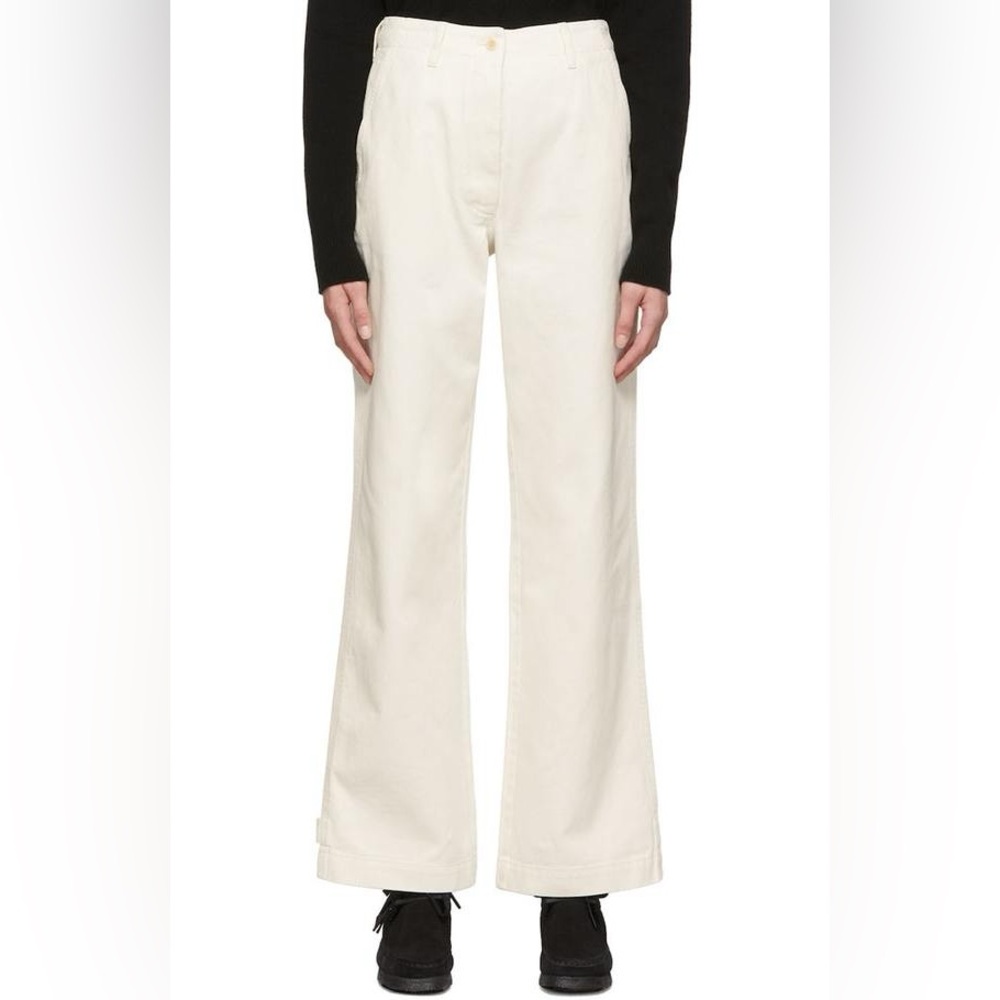 Norse Projects Womens Simone Organic Twill Wide Leg Trousers in Ecru Size 34/  2